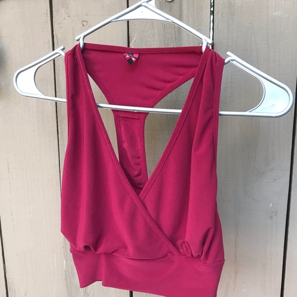 Red Deep V neck crop top/bralette - Picture 3 of 5